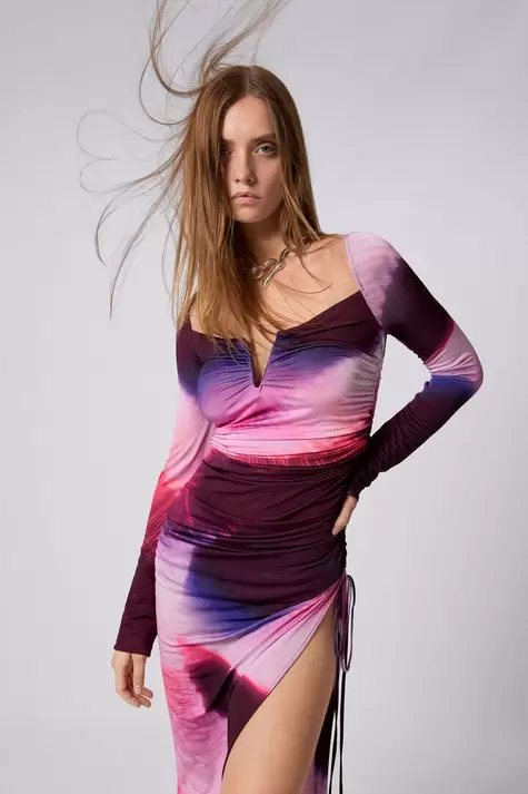 Vestido midi abertura