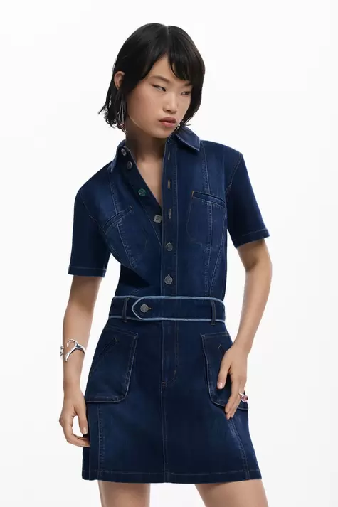 Vestido vaquero corto cinturón