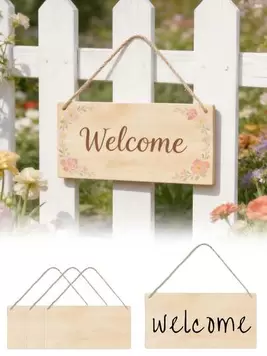 -13%10 piezas de placas colgantes rectangulares de madera sin terminar, señales colgantes decorativas de madera DIY para el patio, la puerta principal, el jardín, la decoración del hogar, la graduación, la boda, el Día de la Madre, el festival de música,