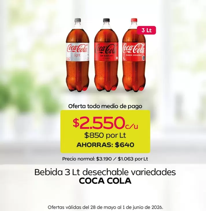 Coca Cola - Bebida 3 Lt Desechable Variedades