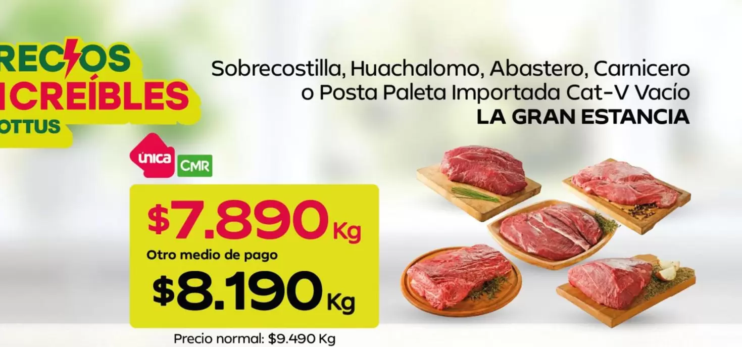 Sobrecostila, Huachaloma, Abastero, Carnicero O Posta Paleta Importada Cat-V Vacio