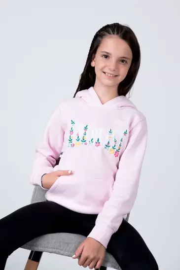 Poleron Hood Margarita Niña Rosado Everlast