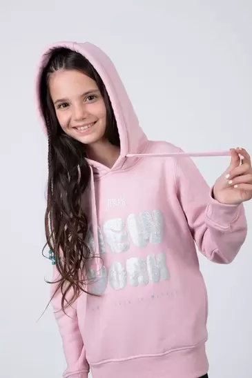 Poleron Hood Cloud Niña Rosado Everlast