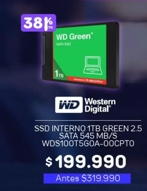 WD - Ssd Interno Green 2.5 Sata 545 Mb/s Wds100t5goa-ocepto