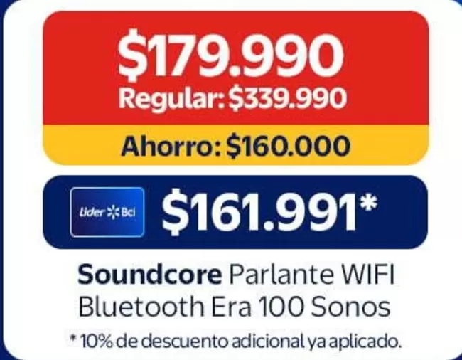 Lider - Soundcore Parlante Bluetooth Era 100 Sonos