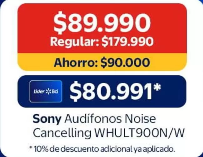 Lider - AUDIfonos Noise Cancelling WHULT900N/W