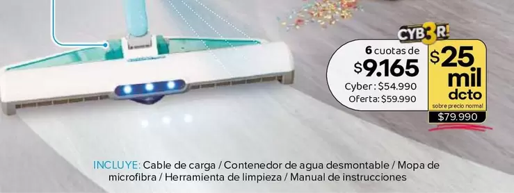 Cabla De Carga / Contenedor De Agua Desmontable / Mopa De Microfibra / Herramienta De Limpieza / Manual De Instuciones