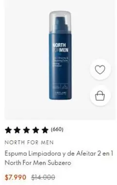 Espuma Limpiadora Y De Afeitar 2 En 1 North For Men Subzero