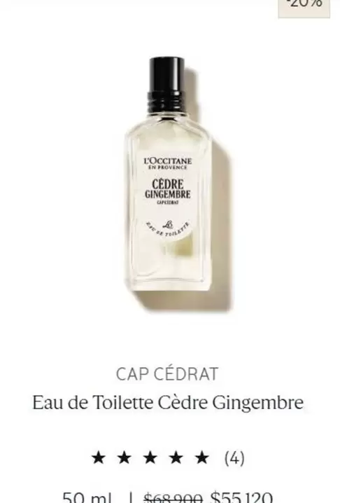 Eau De Toilette Cèdre Gingembre