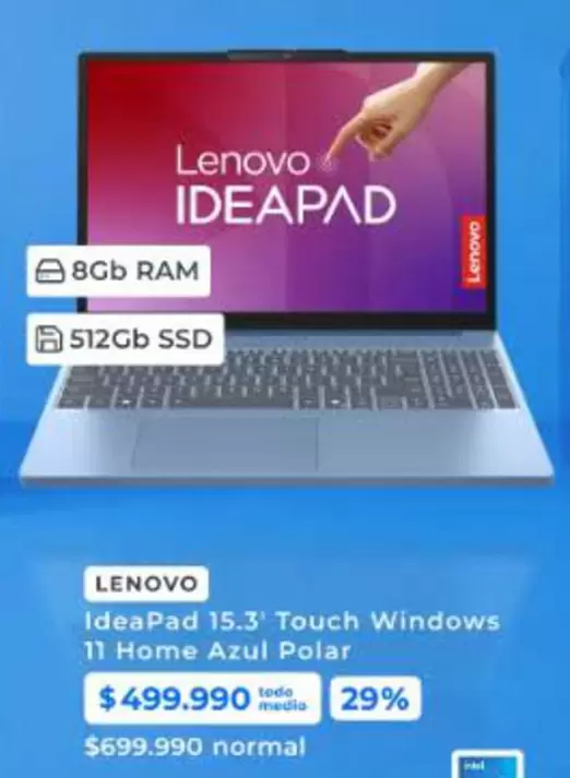 Lenovo - Ideapad 15.3' Touch Windows 11 Home Azul Polar