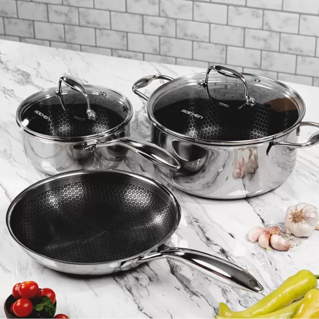 Batería de Cocina 5 piezas Acero Inoxidable Bee