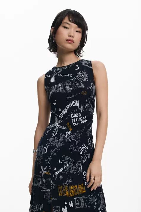 Vestido midi grafitti
