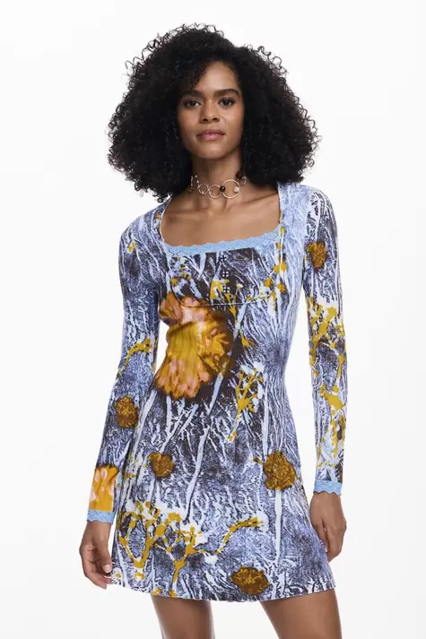 Vestido canalé botones