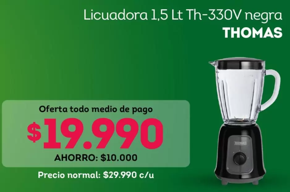 Thomas - Licuadora 1,5 Lt Th-330v Negra
