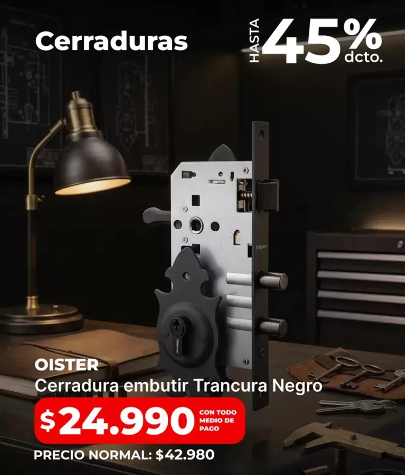 Cerradura Embutir Trancura Negro