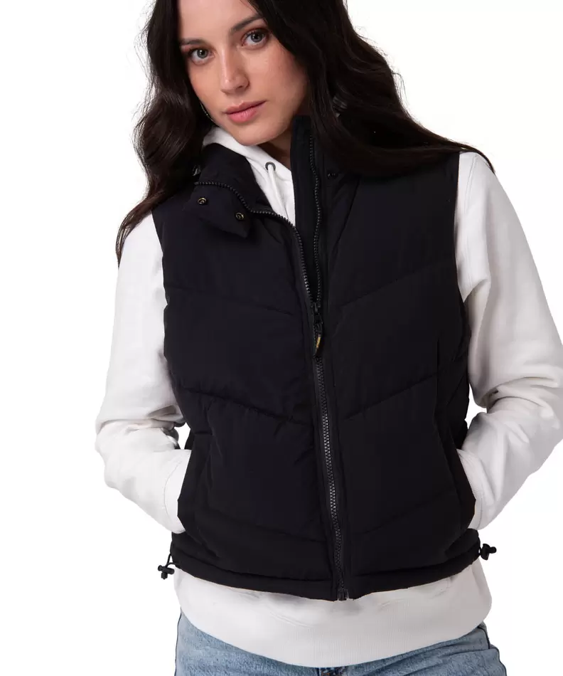 Chaqueta Vest Mujer Cropped Puffer Vest Negro CAT
