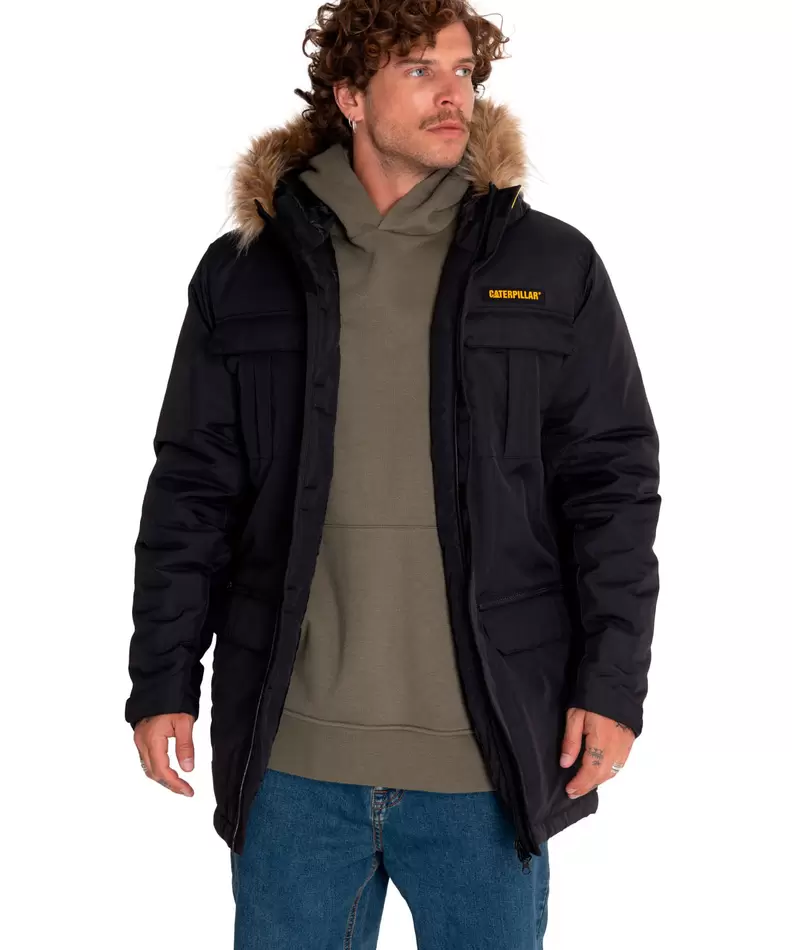 Parka Casual Hombre Mediumweight Insulated Utility Parka Negro Cat