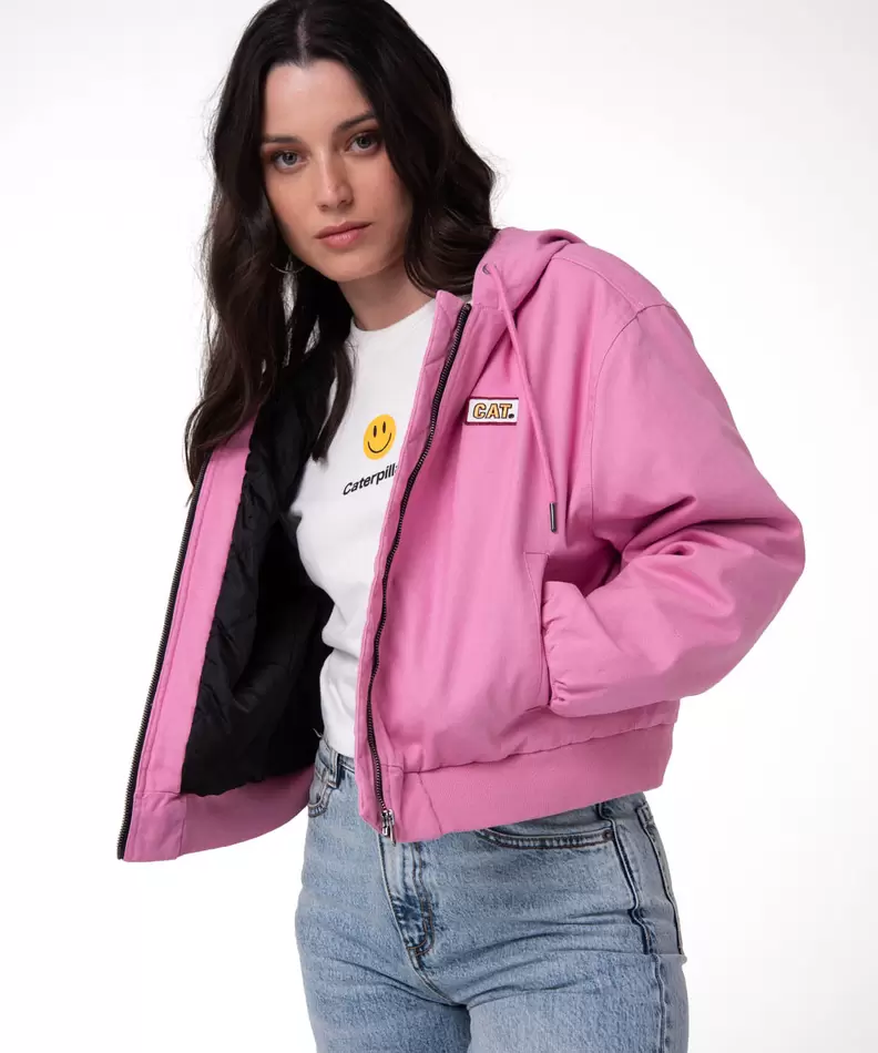 Parka Manga Larga Mujer Canvas Insulation Rosa Cat