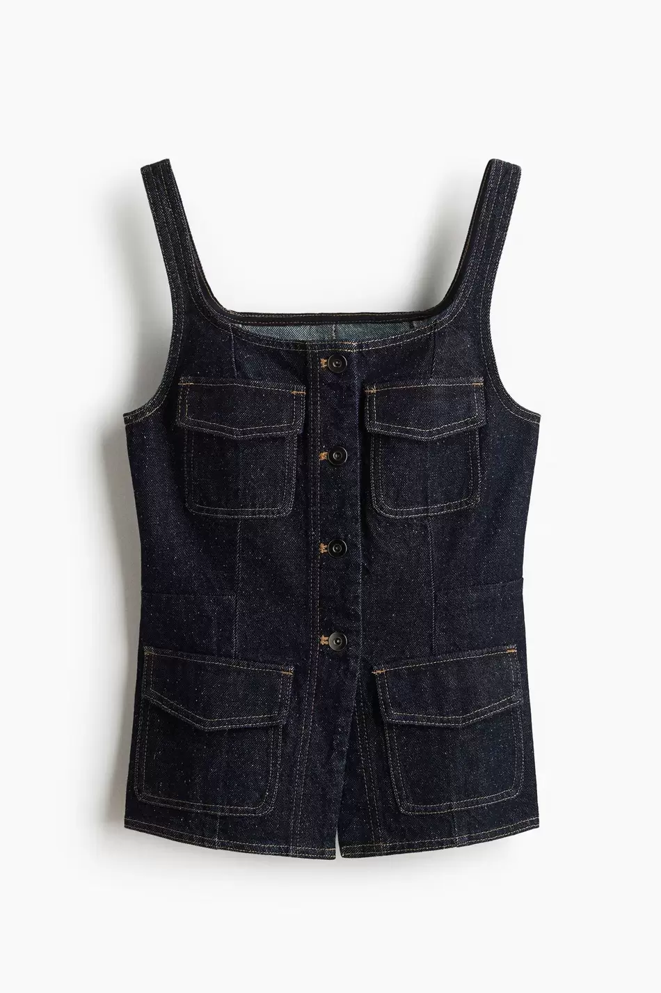 Top en denim con botonadura frontal