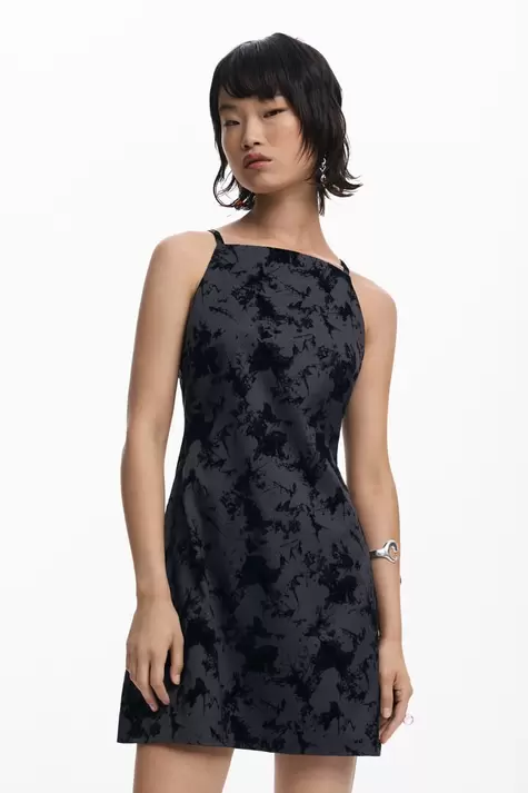 Vestido corto flocado