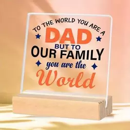 NEW1 pieza Placa de acrílico cuadrada con base de madera, regalo del Día del Padre de hijo/hija para el padre, "Eres un padre" decoración de escritorio placa de acrílico, letrero de escritorio para oficina en casa, regalo de recuerdo, placa decorativa, ad