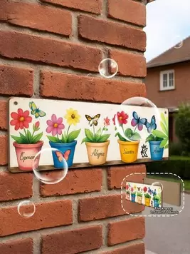 -20%1 pieza Cartel de madera rústica y desgastada, de 12 x 4 pulgadas, con tema de jardín y esperanza en español, maceta colorida con diseño de mariposa, decoración de pared vintage, adecuada para balcón, sala de estar, patio, dormitorio y jardín.