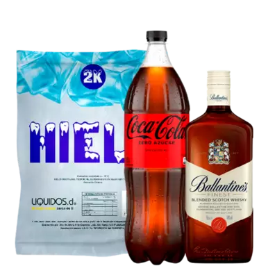 PCK COCA ZERO 1.5 + BALLANTINES 750 40 + HIELO LIQUIDOS 2KG$9.890$10.990