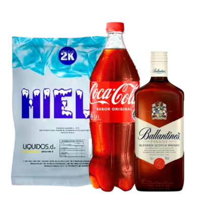 PCK COCA 1.5 + BALLANTINES 750 40 + HIELO LIQUIDOS 2KG$9.890$10.990
