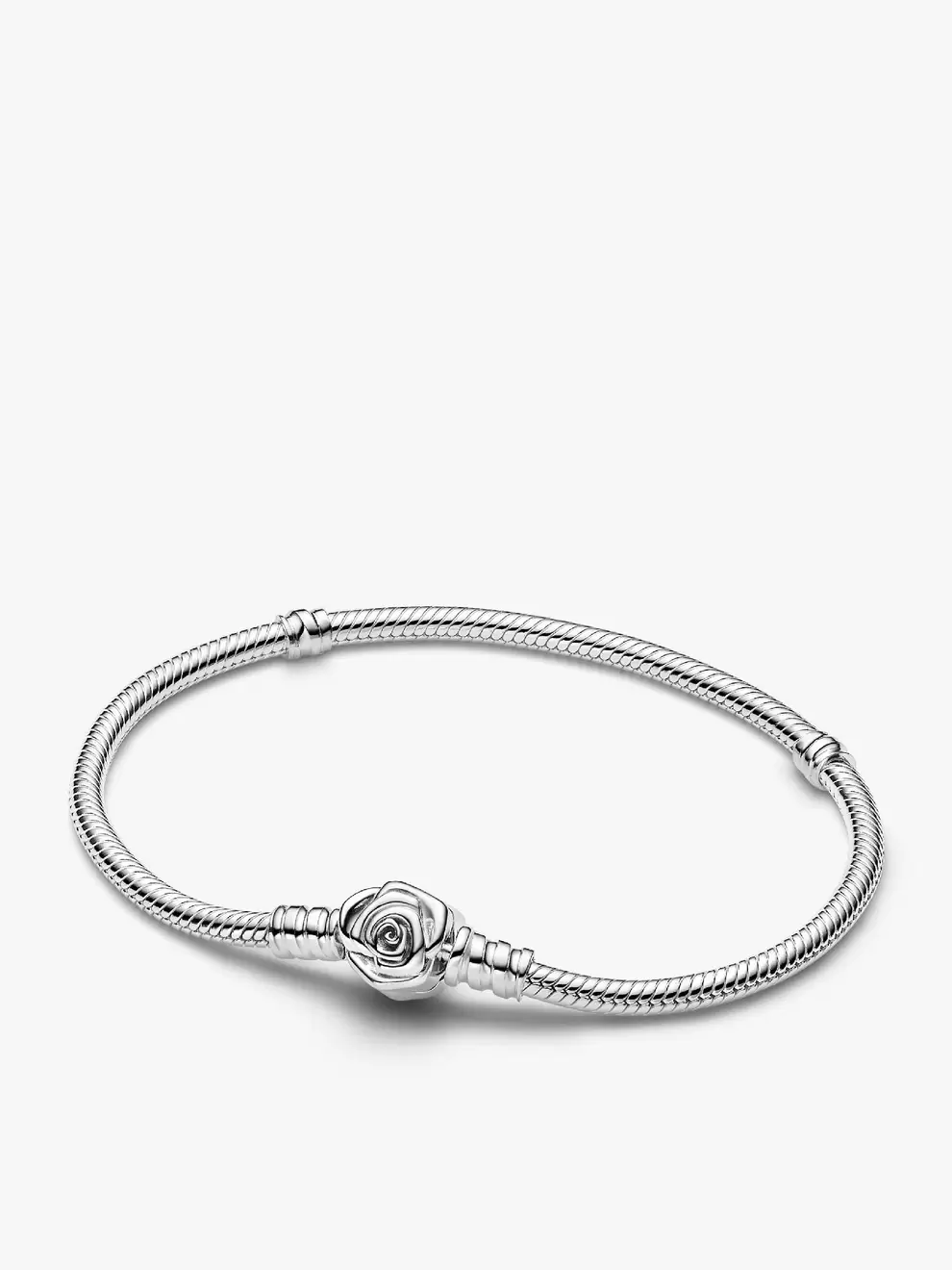 Brazalete Cadena de Serpiente Broche de Rosa en Flor