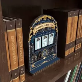 -20%Rastreador de lectura vintage 2D, grosor de 4 mm, altura de 15 cm, decoración de conteo anual de libros, puede rastrear hasta 999 libros este año, estructura resistente, decoración para estantería, contador de estantería, contador de lectura, estanter