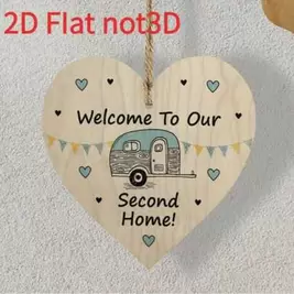 -1%Cartel de bienvenida en forma de corazón de madera vintage estilo granja 2D, con diseño retro de caravana, adecuado para el porche o la entrada, sin necesidad de electricidad, regalo perfecto para amantes del camping, banner de decoración de camping | 