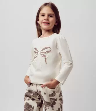 Polera niña con lazo