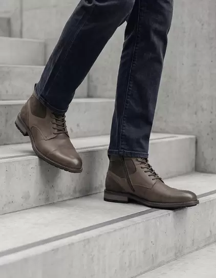 Botines Casual Urbano Hombre Cuero Fitzroy Café