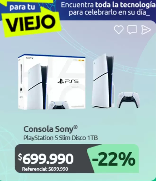 Consola Playstation 5 Slim Disco 1TB