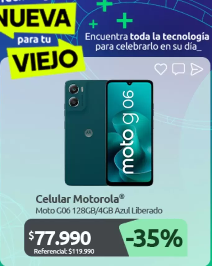 Motorola - Celular Moto GO 128GB/4GB Azul Liberado