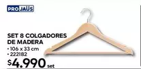 Set 8 Colgadores De Madera
