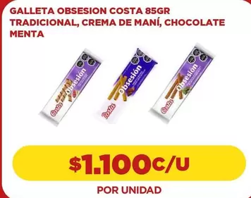 Costa - Galleta Obsemon 85gr Tradicional, Crema De Mani, Chocolate Menta