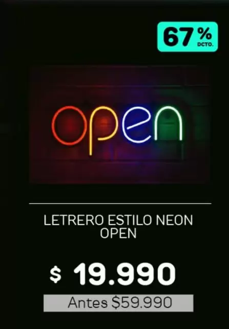 Letrero Estilo Neon Open