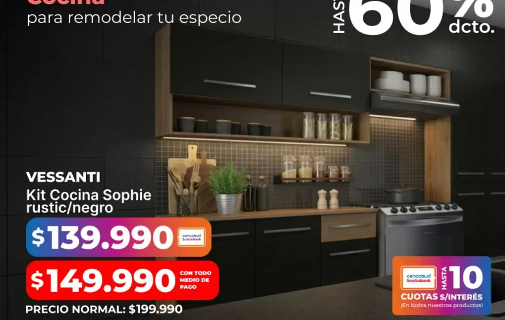 Vessanti - Kit Cocina Sophie Rustic/negro