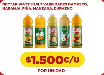 Watt's - 1.5lt Variedades Damasco, Naranja, Pina, Manzana, Durazno