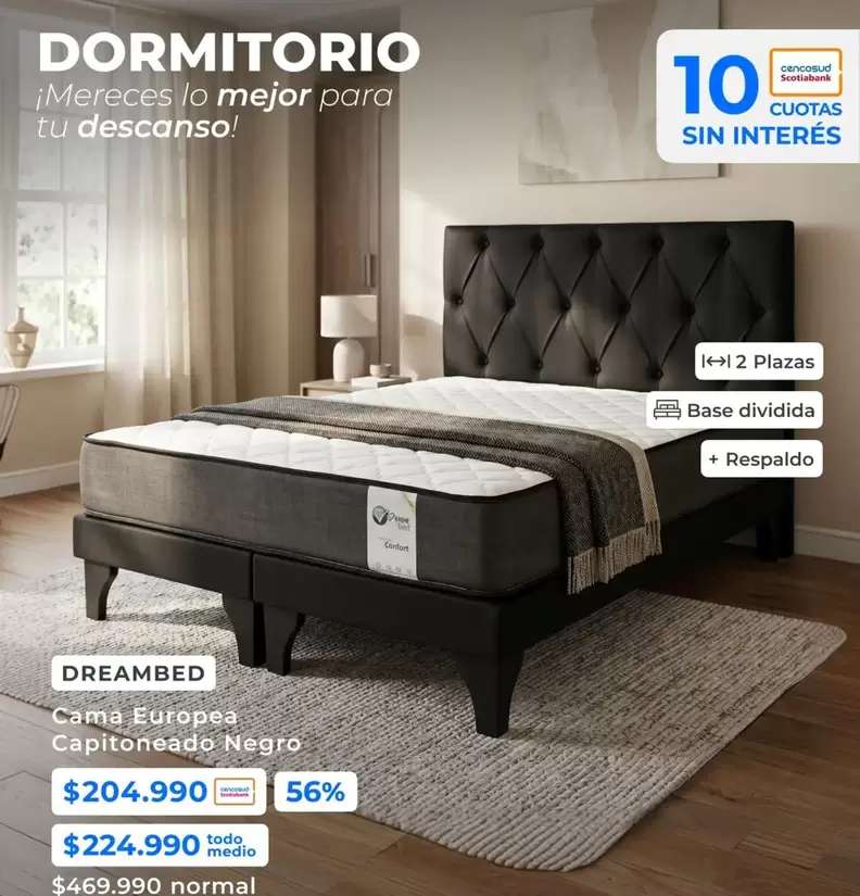 Confort - Cama Eutropes Capitoneado Negro