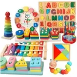 Pack 10 Juguetes Didácticos De Madera Para Niños Montessori