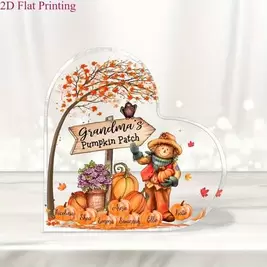 -10%Impresión plana 2D, 1 pieza adorno decorativo de regalo con forma de corazón de acrílico, Huerto de calabazas de la abuela: Decoración del hogar para vacaciones de otoño - 1 perfecto para Acción de Gracias o Halloween, decoración de Pascua, recuerdo d
