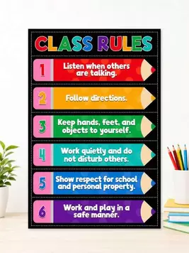 NEWLetrero de madera de 12*8 pulgadas con reglas del aula, letrero de madera educativo para el aula adecuado para jardín de infantes, decoración del aula de escuela primaria, decoración de temporada de regreso a clases, decoración del primer día de clases