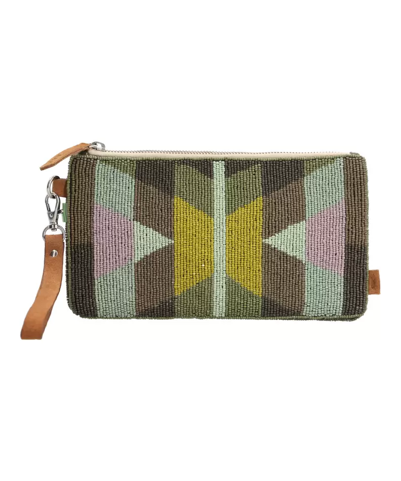 Cartera Algodon Organico Mujer Beaded Zip Bag Multicolor