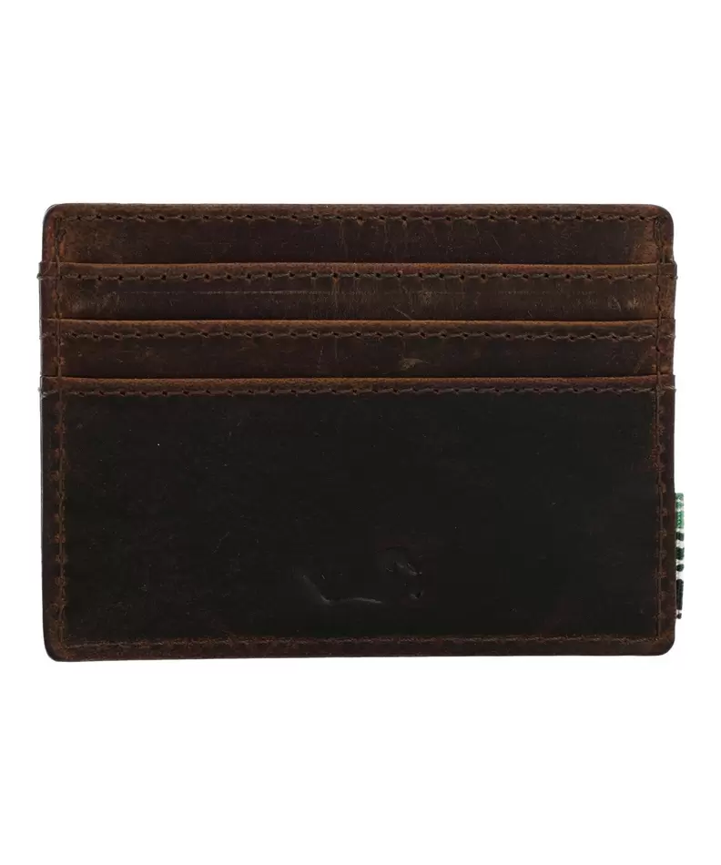 Tarjetero Cuero Mujer Hu Leaves Cardholder Café