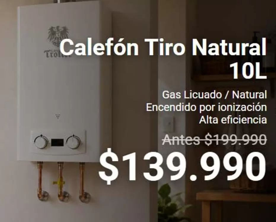 Calefon Tiro Natural 10l