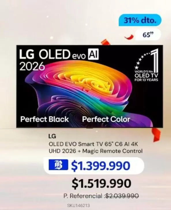 LG - Oled Evo Smart Tv 65" C6 A14