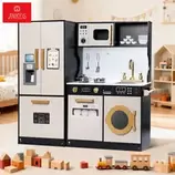 Cocina De Juguete Infantil De Madera Extra Grande 100x89cm Color Negro con Crema