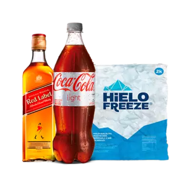 Whisky Johnnie Walker Etiqueta Roja 750cc + Coca Cola Light 1.5L + Hielo 2Kg$12.490$19.670
